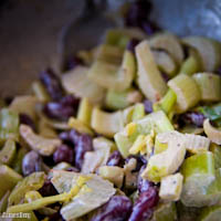 Kidney bean and celery salad with pomegranate mayonnaise